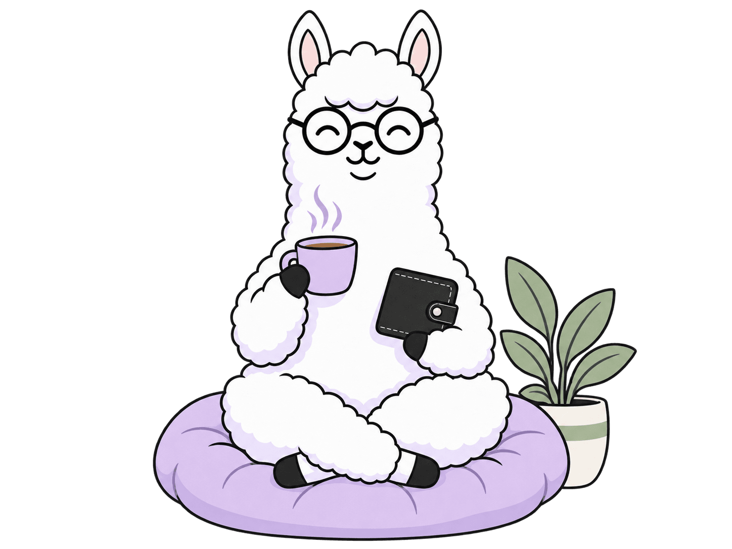 Alto’s llama taking a breather with a cup of tea